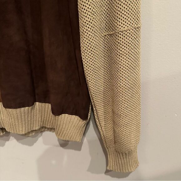 MONDO Vintage Sweater Mens Size Large Suede Knit Crew Italy - Picture 9 of 9